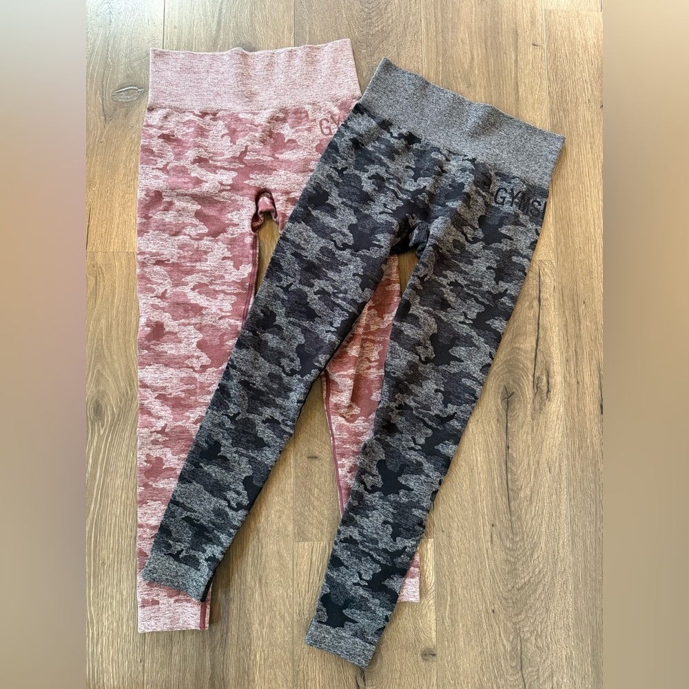 Gymshark Seamless Camo Leggings Bundle 2 Pairs High Waist Activewear Size Small - Picture 12 of 12